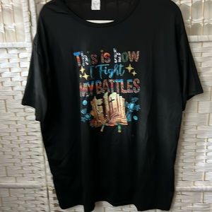 NEW Black Raised Words Print Tee S/ 1X